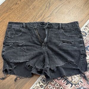 American Eagle Outfitters Black Distressed Jean Shorts